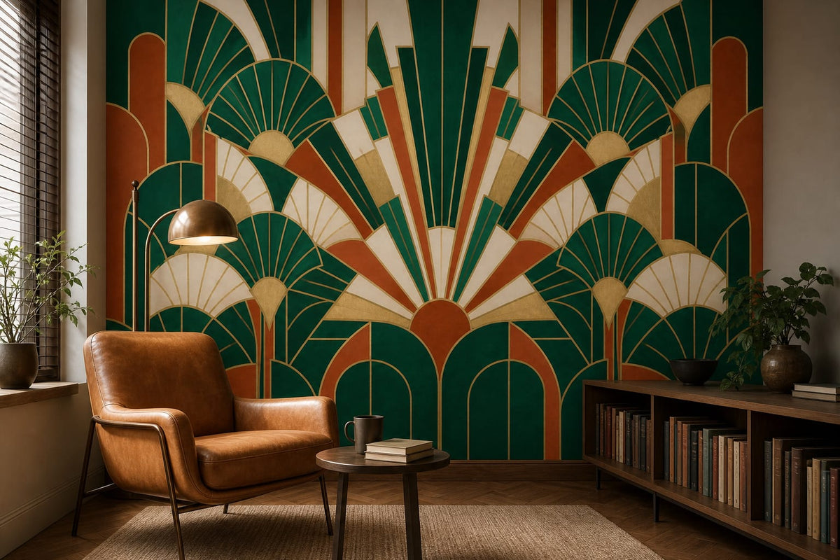 Navy Art Deco Wallpaper Mural product view