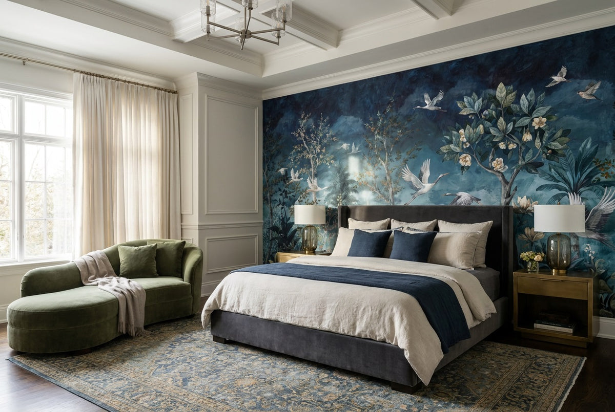 custom navy birds bedroom removable non woven vinyl self adhesive wallpaper mural