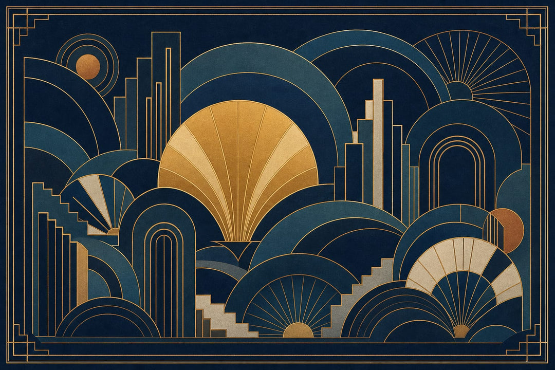 Navy Gold Art Wallpaper Mural product view