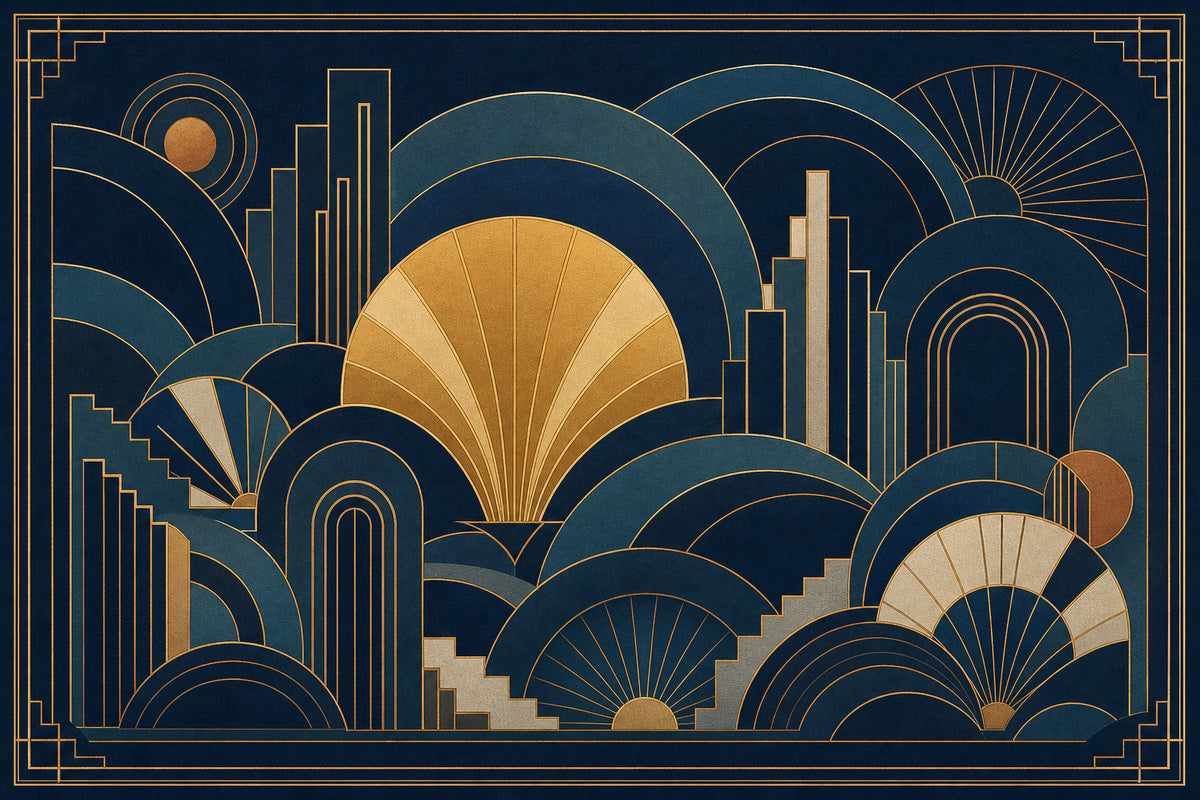 Navy Gold Art Wallpaper Mural product view