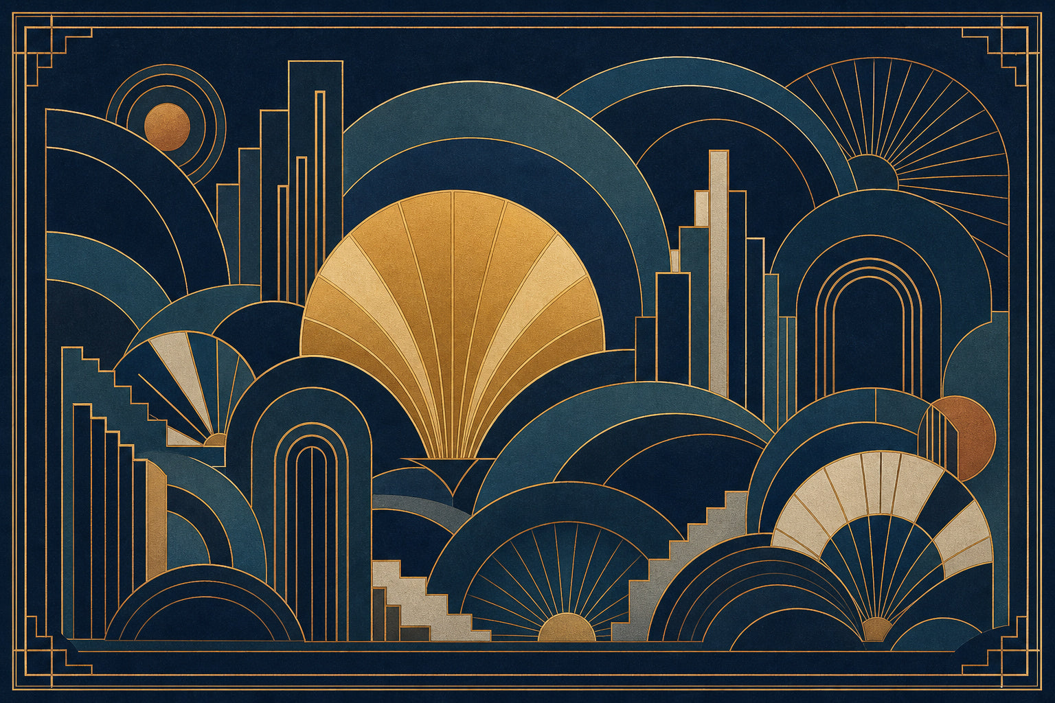Navy Gold Art Wallpaper Mural