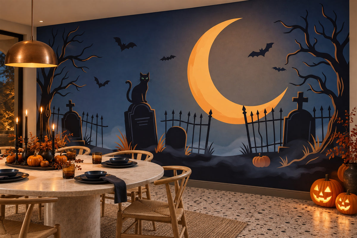 custom navy moon wallpaper mural dining room self adhesive non woven vinyl removable