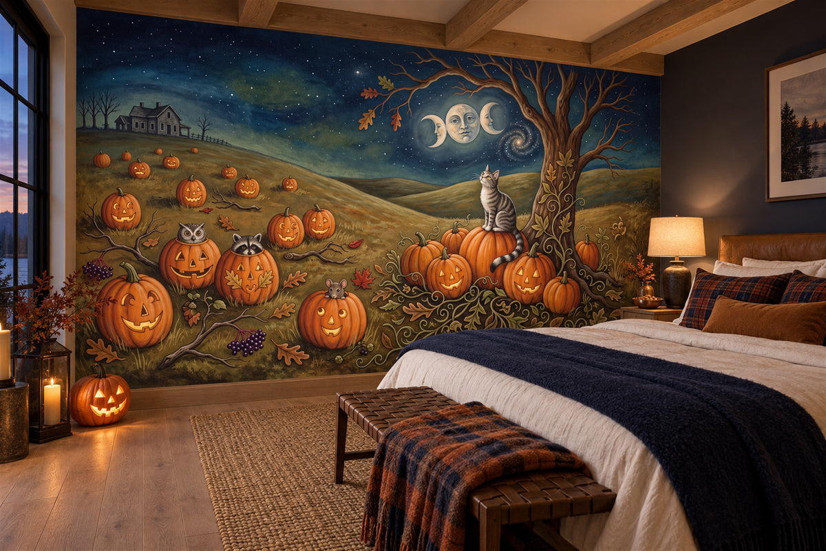 custom navy pumpkins wallpaper mural bedroom stick on non woven vinyl removable