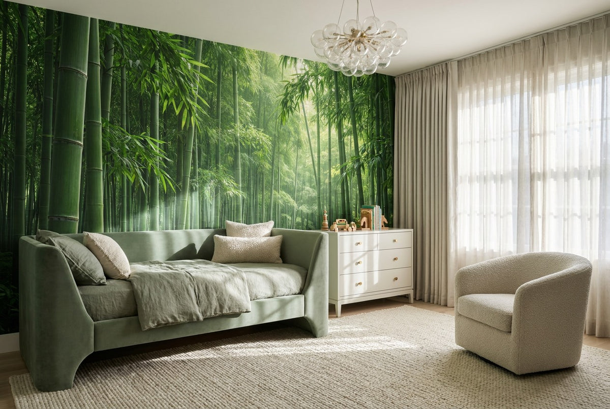 custom nursery green bamboo forest wallpaper mural stick on vinyl non woven removable