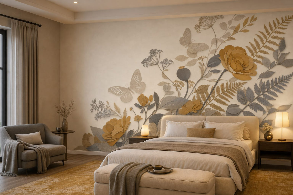 Ochre Silk Wallpaper Mural product view