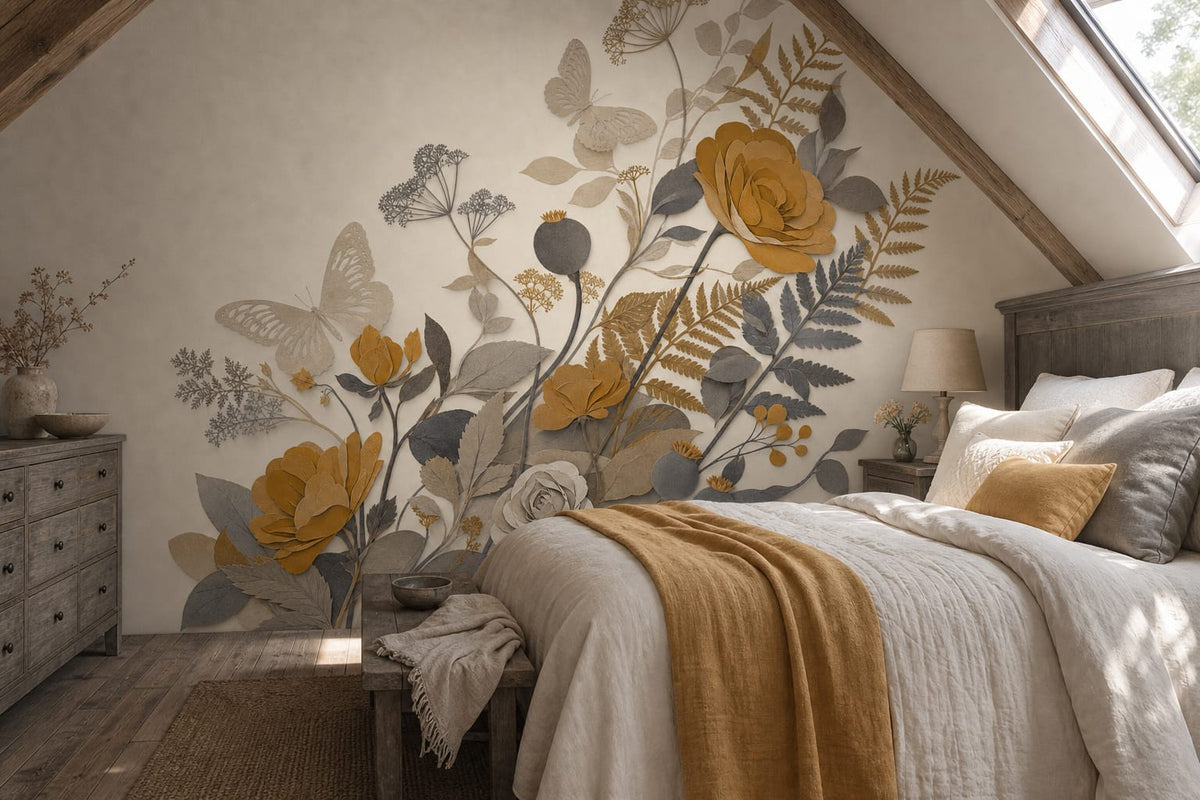 Ochre Silk Wallpaper Mural product view