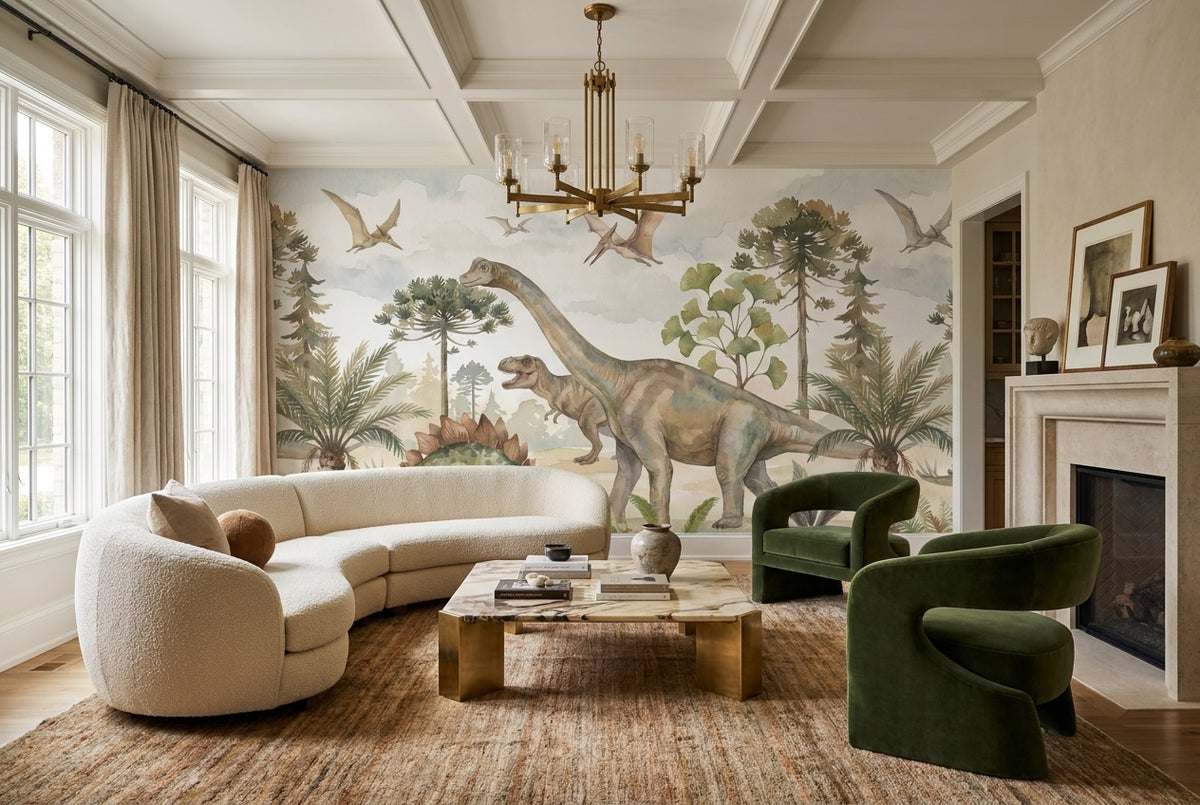 custom olive dinosaur wallpaper mural lounge self adhesive non woven vinyl removable