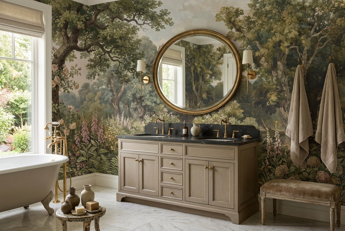 custom olive garden forest wallpaper mural bathroom stick on non woven vinyl removable