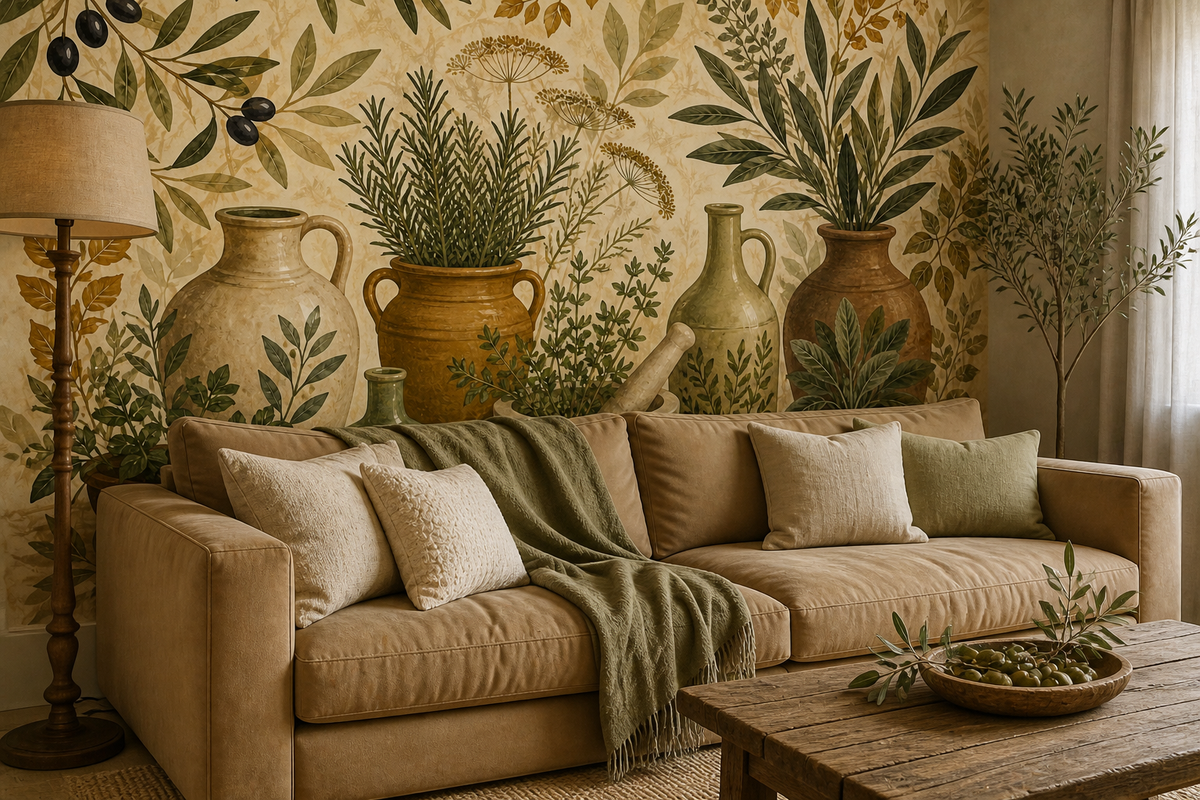 Olive Herb Wallpaper Mural product view