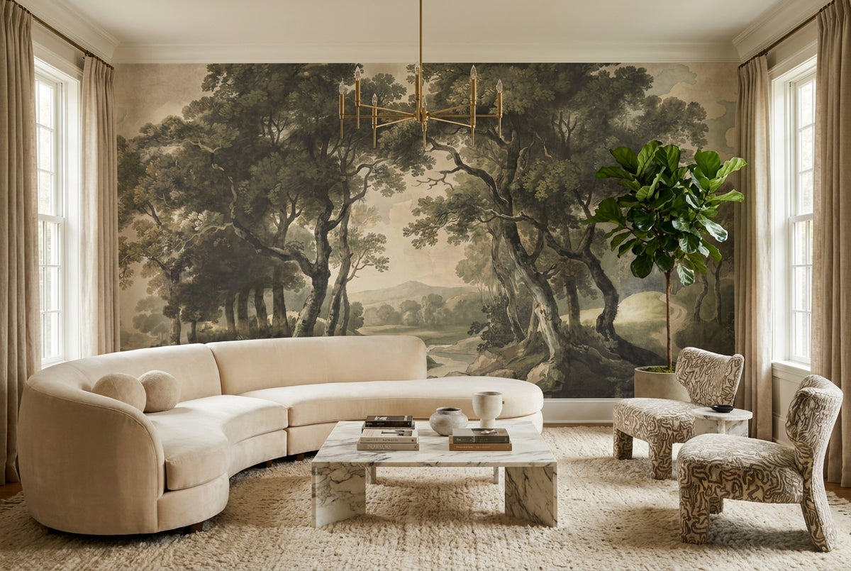 custom olive vintage forest wallpaper mural lounge stick on non woven vinyl removable