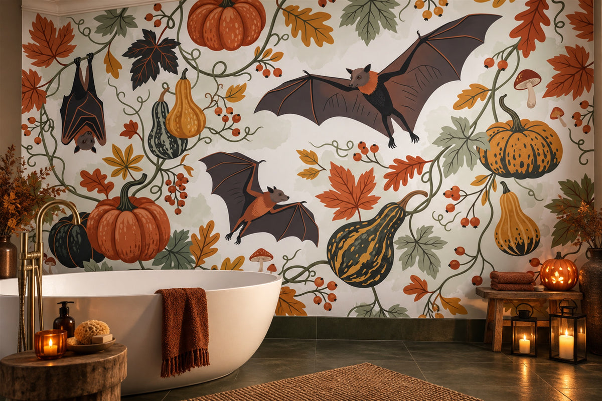 custom orange bats wallpaper mural bathroom self adhesive non woven vinyl removable