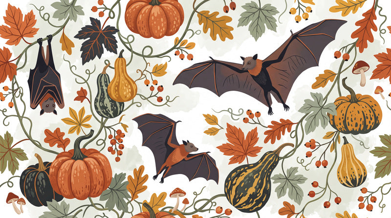 Cream Bats Halloween Wallpaper Mural