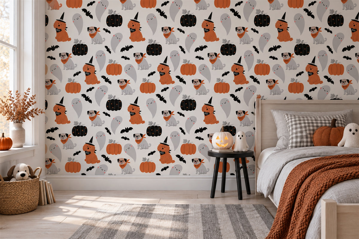 custom orange dogs wallpaper mural kids room peel and stick non woven vinyl removable