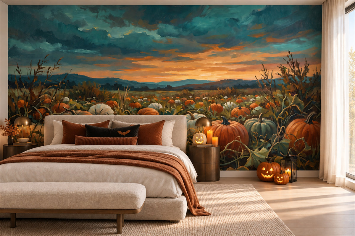custom orange pumpkins wallpaper mural bedroom stick on non woven vinyl removable