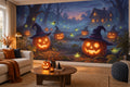 Blue Jack O Lanterns Halloween Wallpaper Mural