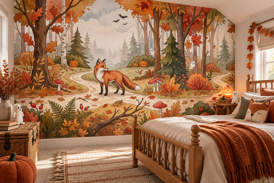 custom orange woodland wallpaper mural bedroom stick on non woven vinyl removable