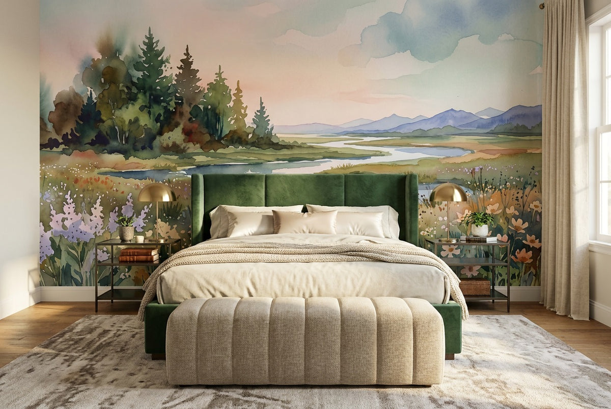 custom pastel meadow bedroom removable non woven vinyl peel and stick wallpaper mural