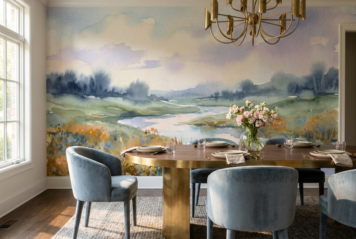 custom pastel river wallpaper mural dining peel and stick non woven vinyl removable