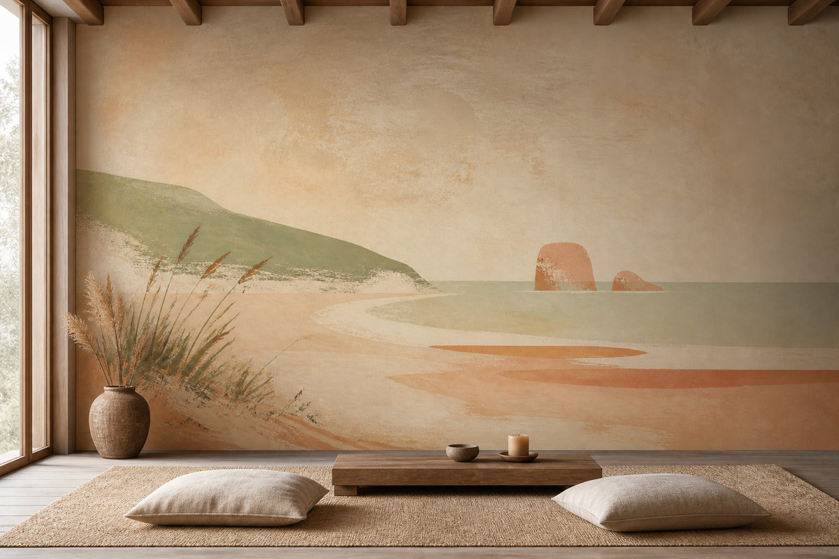 Peach Beach Wallpaper Mural product view