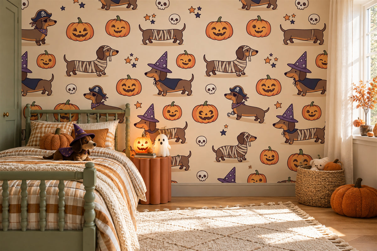 custom peach dogs wallpaper mural kids room peel and stick non woven vinyl removable