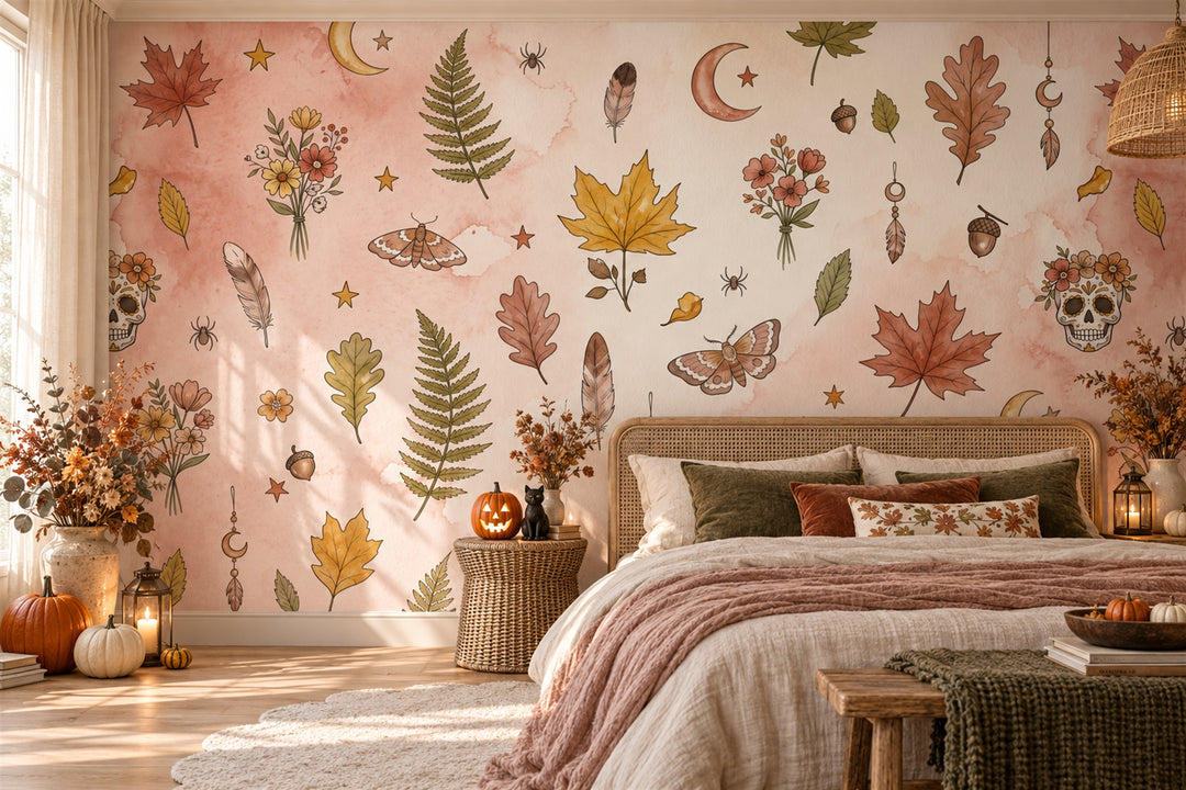 custom peach leaves wallpaper mural bedroom peel and stick non woven vinyl removable