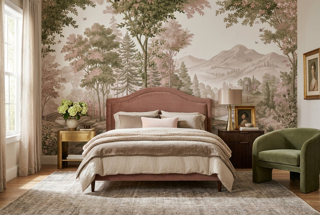 custom pink forest wallpaper mural bedroom self adhesive non woven vinyl removable