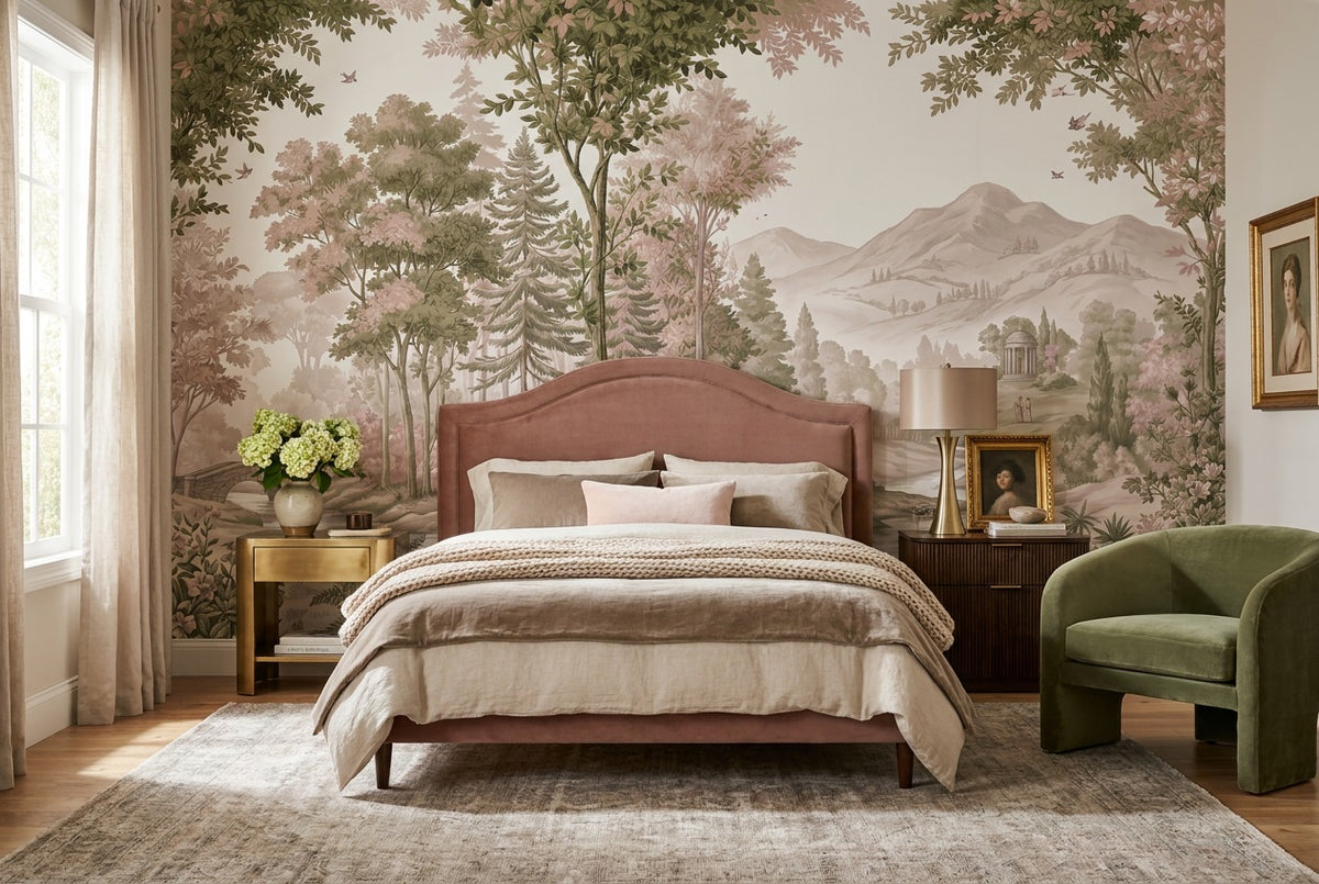 custom pink forest wallpaper mural bedroom self adhesive non woven vinyl removable