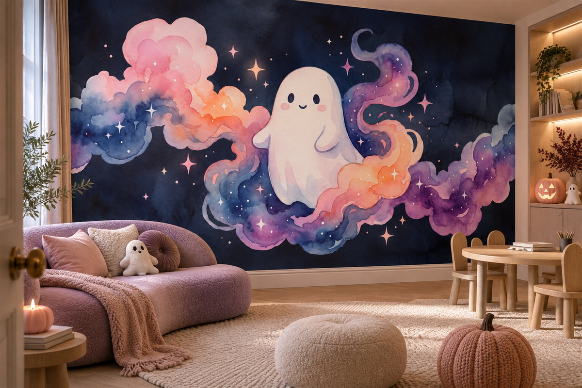 custom pink ghost wallpaper mural playroom self adhesive non woven vinyl removable