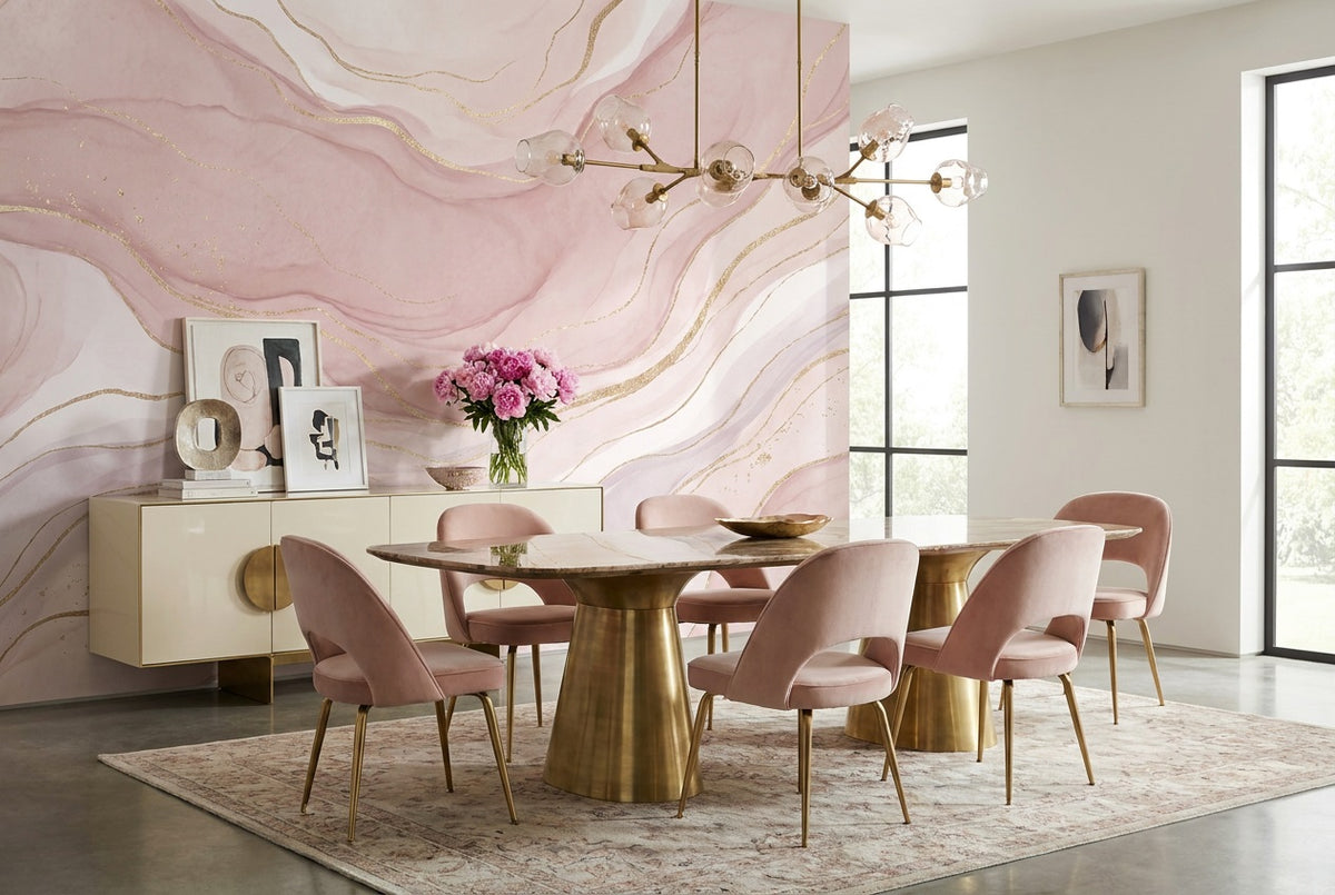custom pink marble wallpaper mural dining peel and stick non woven vinyl removable