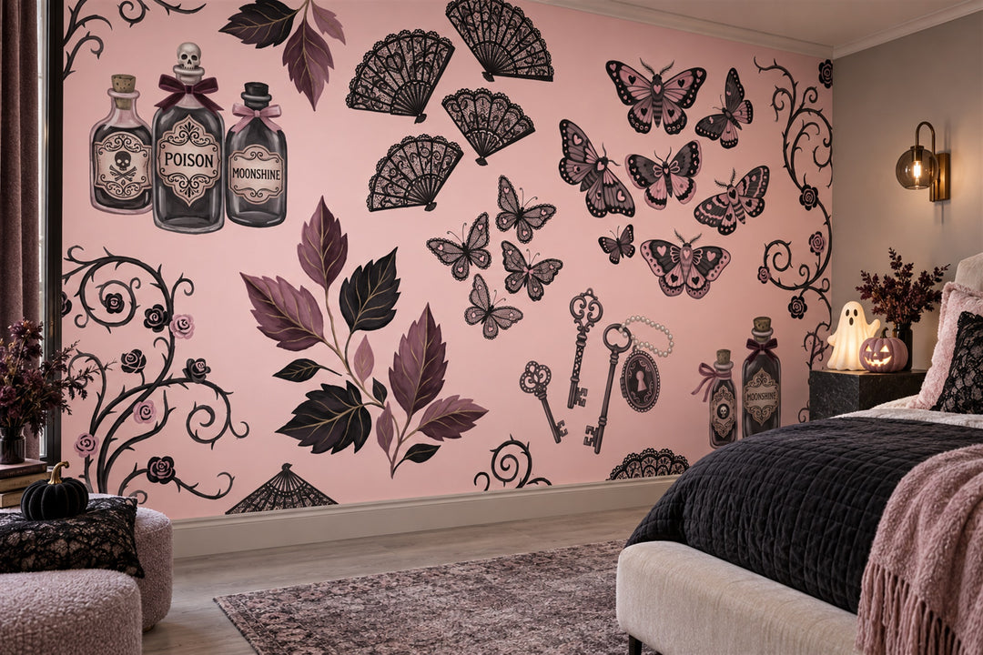 custom pink moths wallpaper mural bedroom stick on non woven vinyl removable