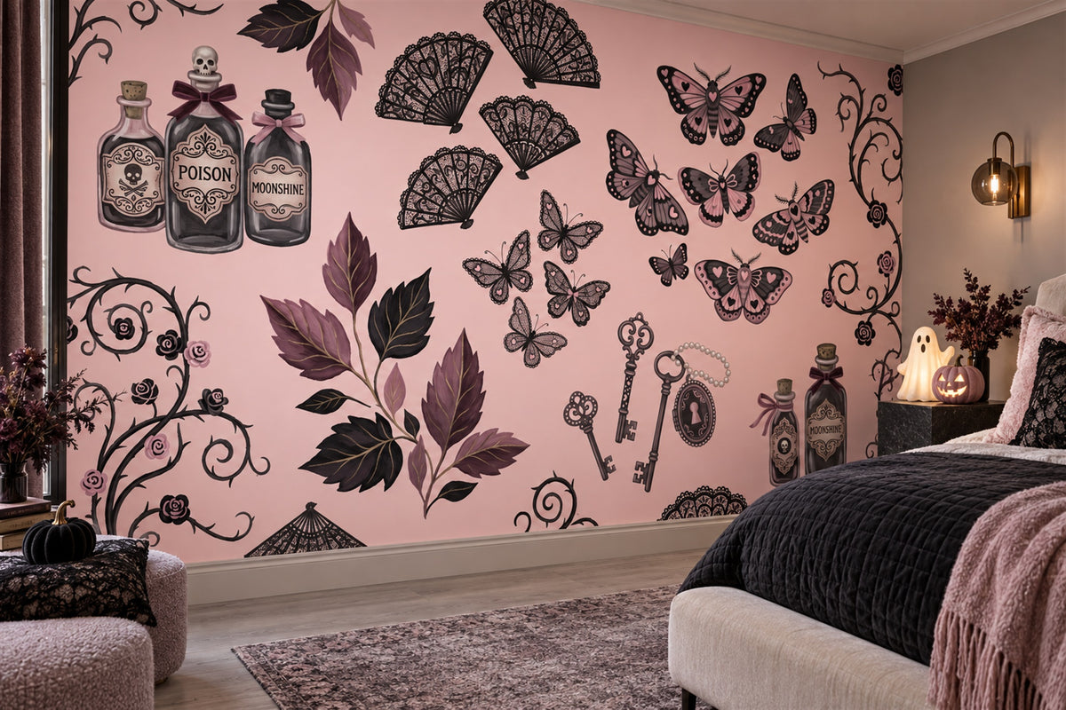 custom pink moths wallpaper mural bedroom stick on non woven vinyl removable