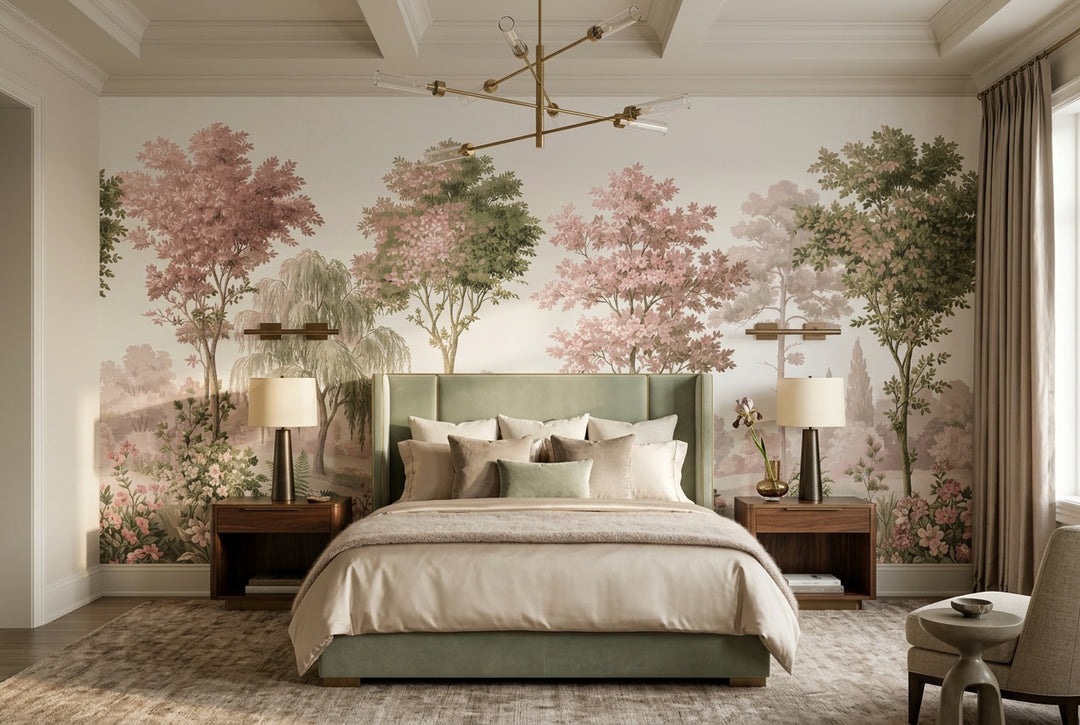 custom pink trees wallpaper mural bedroom peel and stick non woven vinyl removable