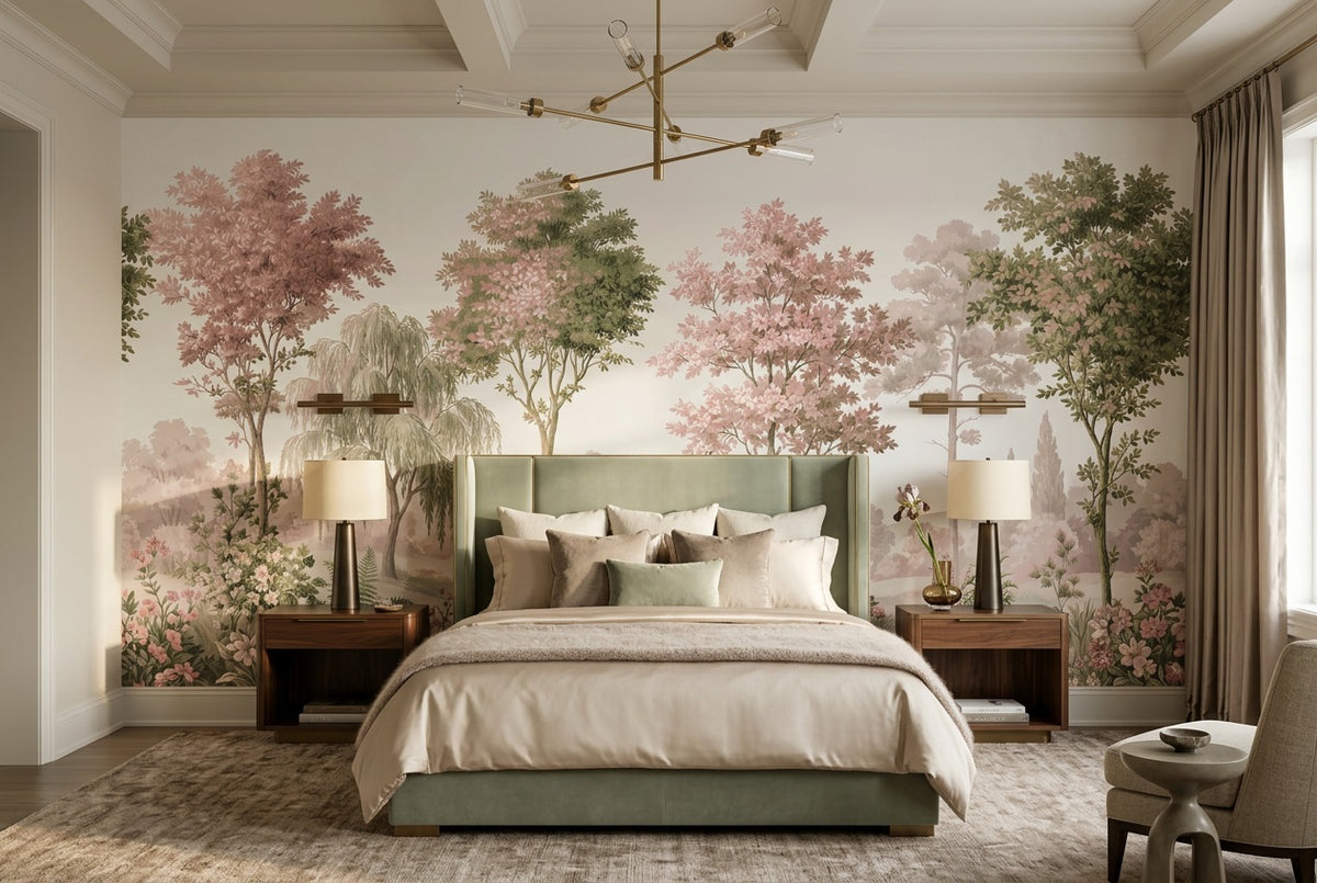 custom pink trees wallpaper mural bedroom peel and stick non woven vinyl removable