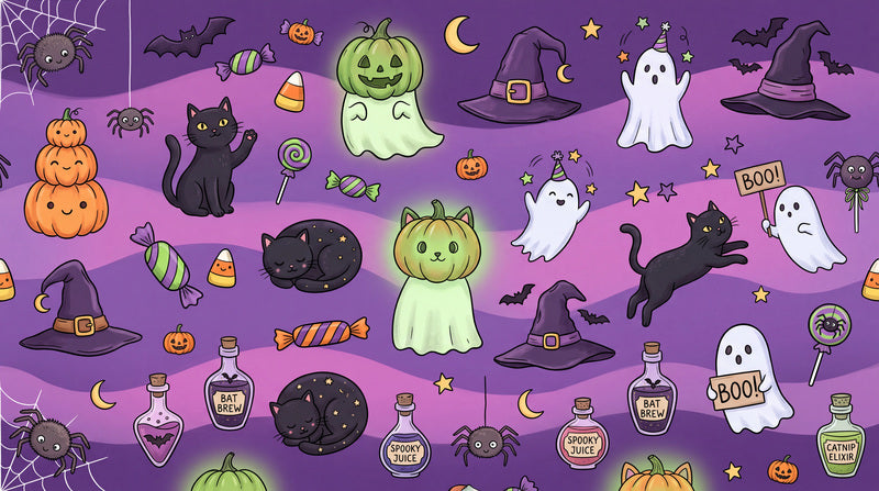 Purple Character Pattern Halloween Wallpaper Mural