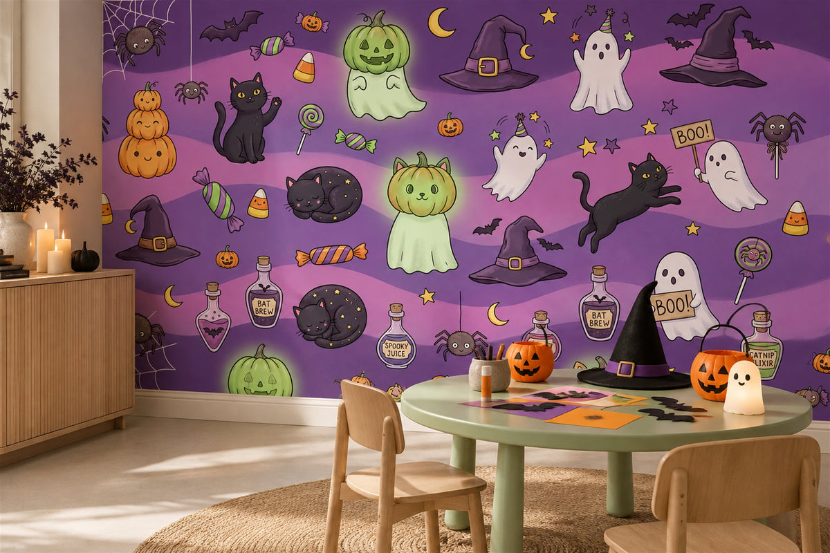 custom purple ghosts wallpaper mural studio self adhesive non woven vinyl removable