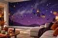Purple Flying Witch Halloween Wallpaper Mural