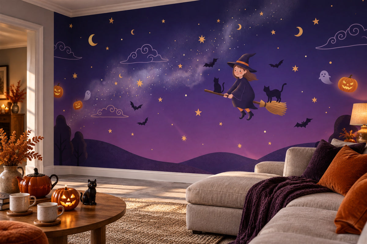 custom purple witch wallpaper mural lounge peel and stick non woven vinyl removable