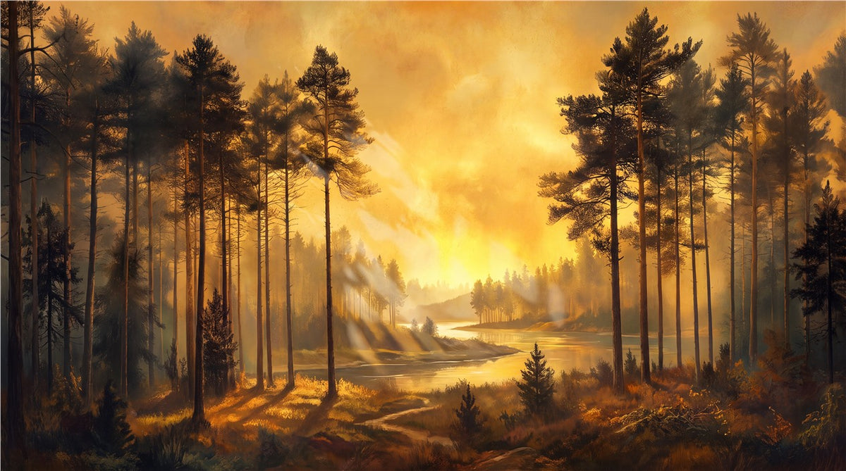 custom room gold forest sunset wallpaper mural stick on vinyl non woven removable