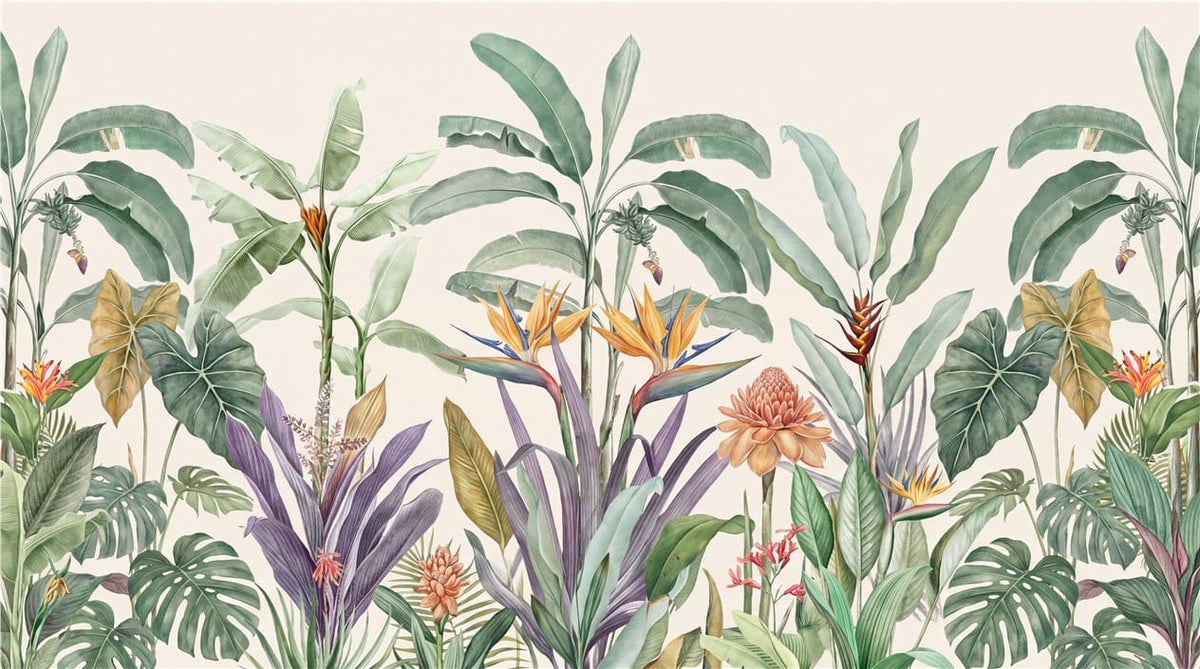 Bird of Paradise Botanical Jungle Wallpaper Mural in custom
