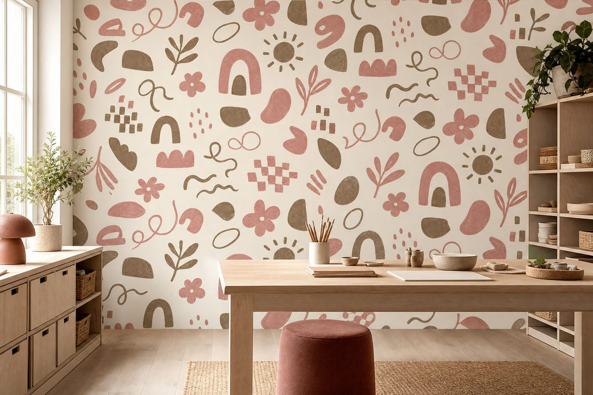 Rose Doodle Wallpaper Mural product view