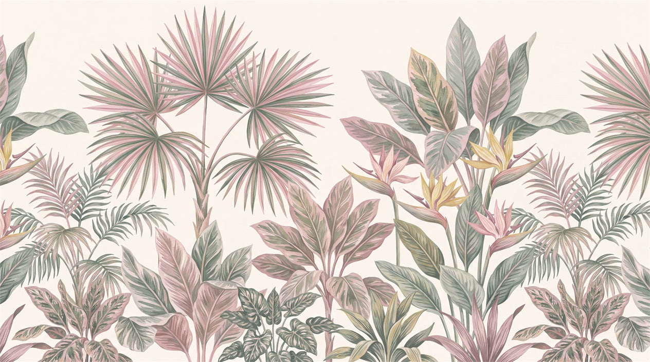 Dusty Pink Watercolour Palm Garden Wallpaper Mural