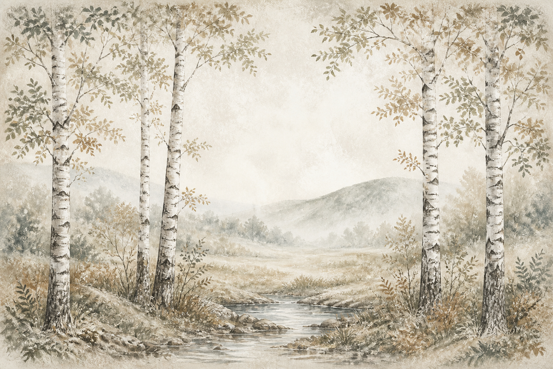 Sage Birch Wallpaper Mural product view