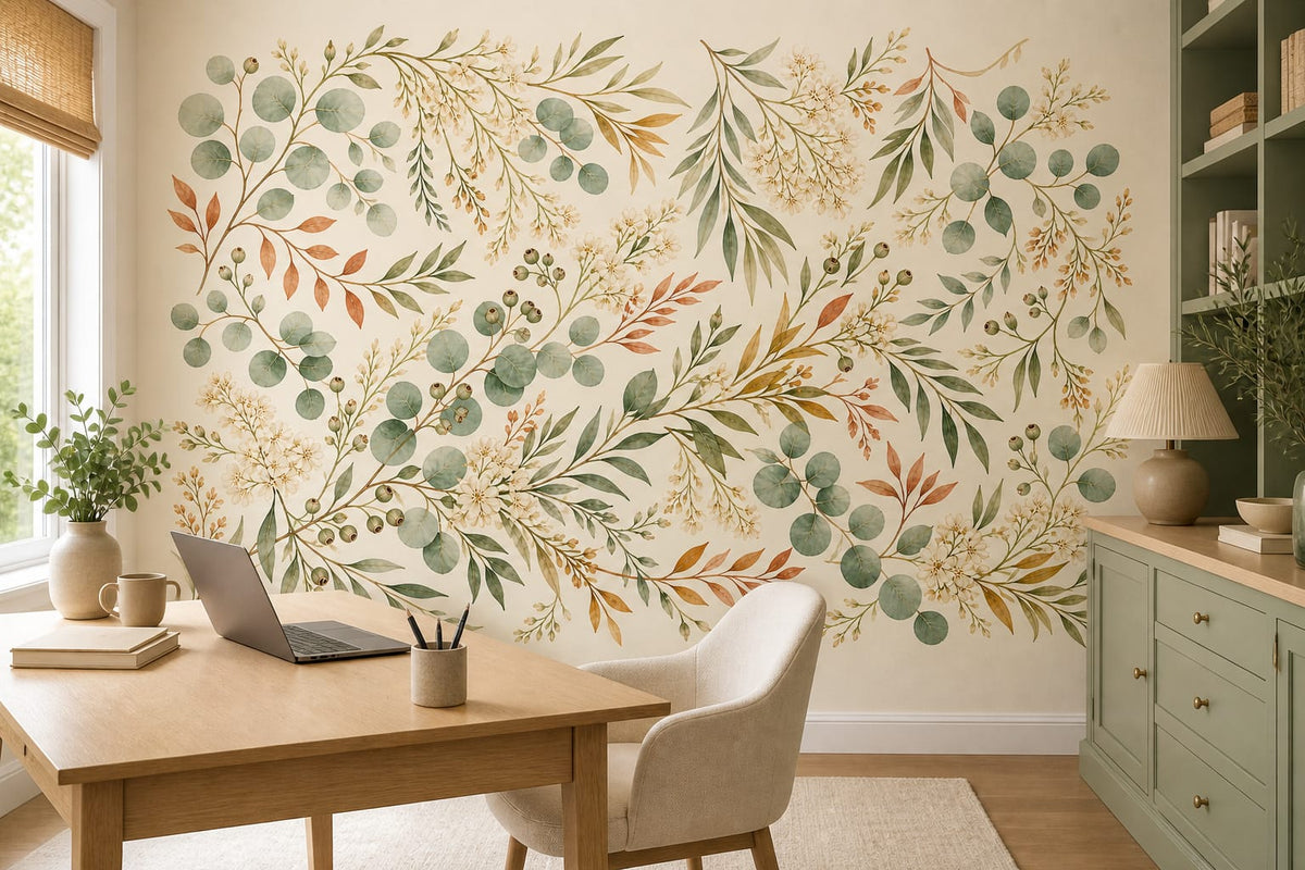 Sage Botanical Wallpaper Mural product view