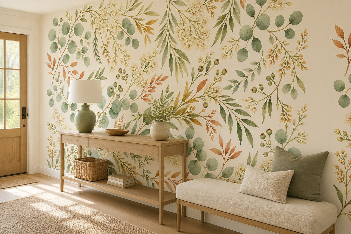 Sage Botanical Wallpaper Mural product view