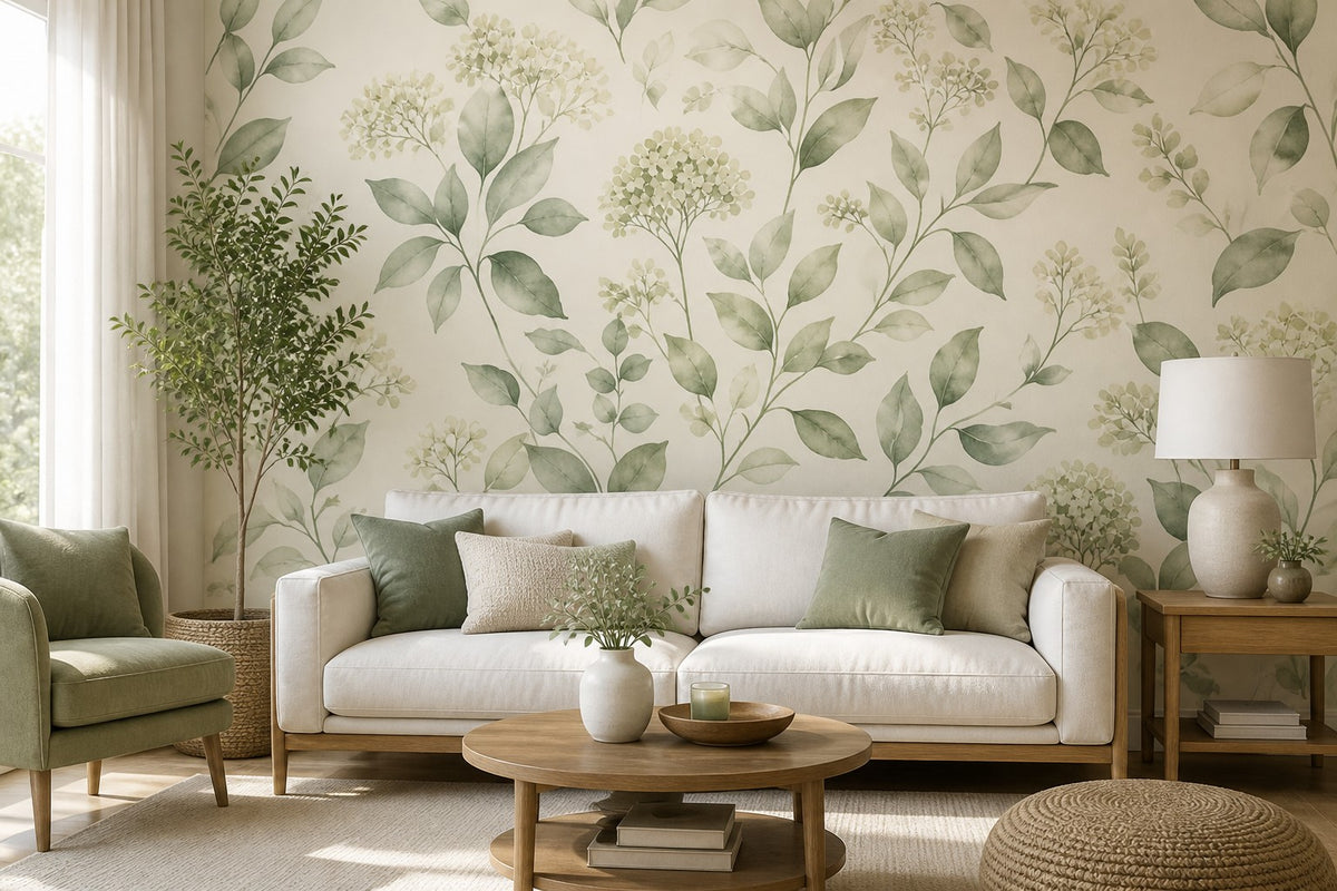 Sage Botanical Wallpaper Mural product view