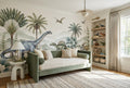 Blue Green Dinosaur Palms Wallpaper Mural