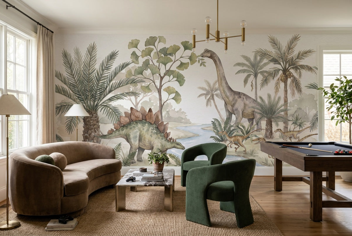 custom sage dinosaur wallpaper mural games peel and stick non woven vinyl removable
