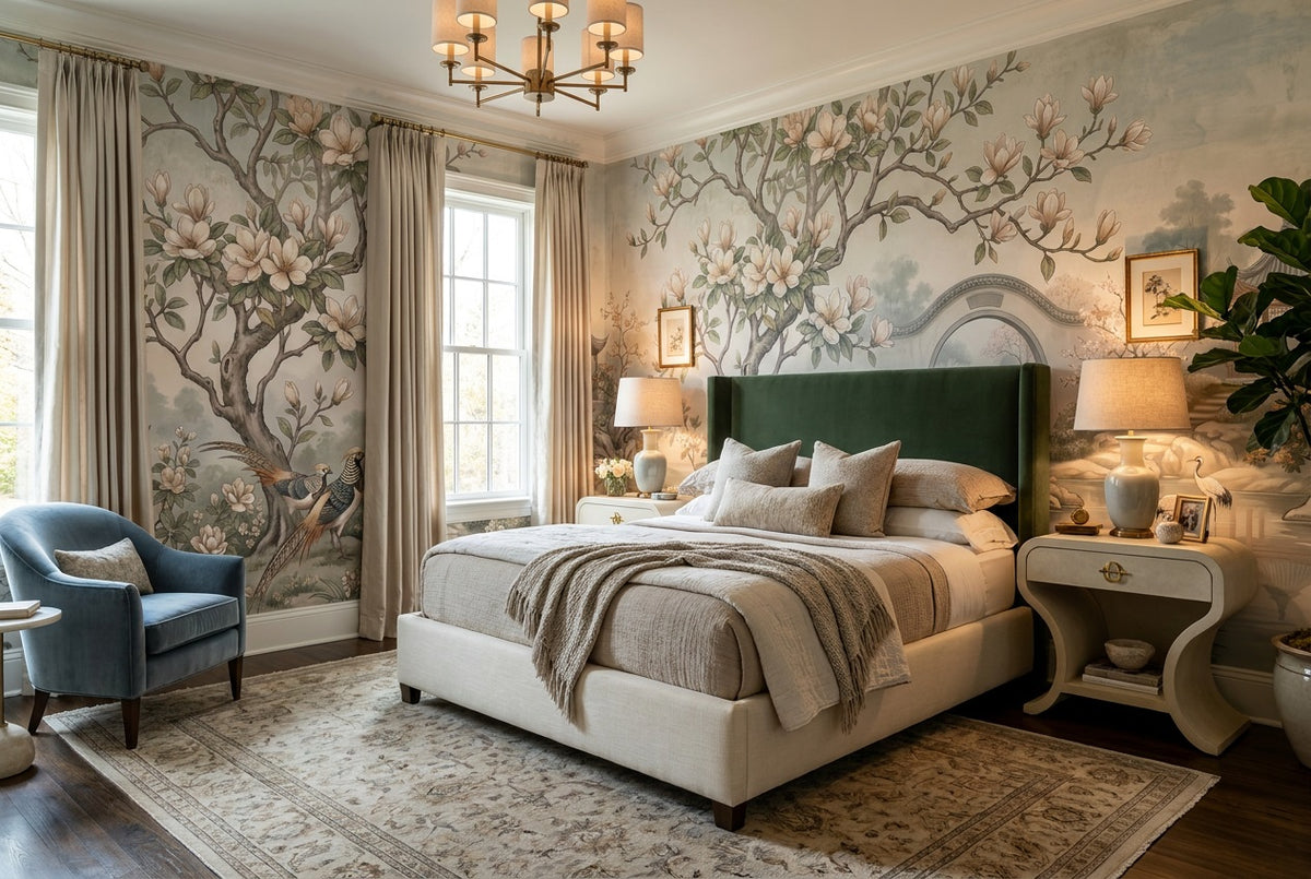 custom sage magnolia wallpaper mural bedroom self adhesive non woven vinyl removable