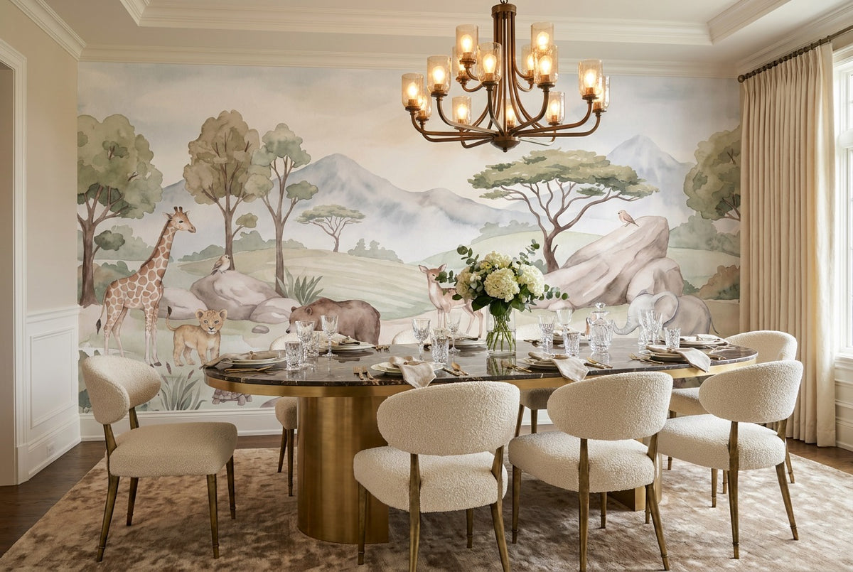 custom sage mountain animals wallpaper mural dining stick on non woven vinyl removable