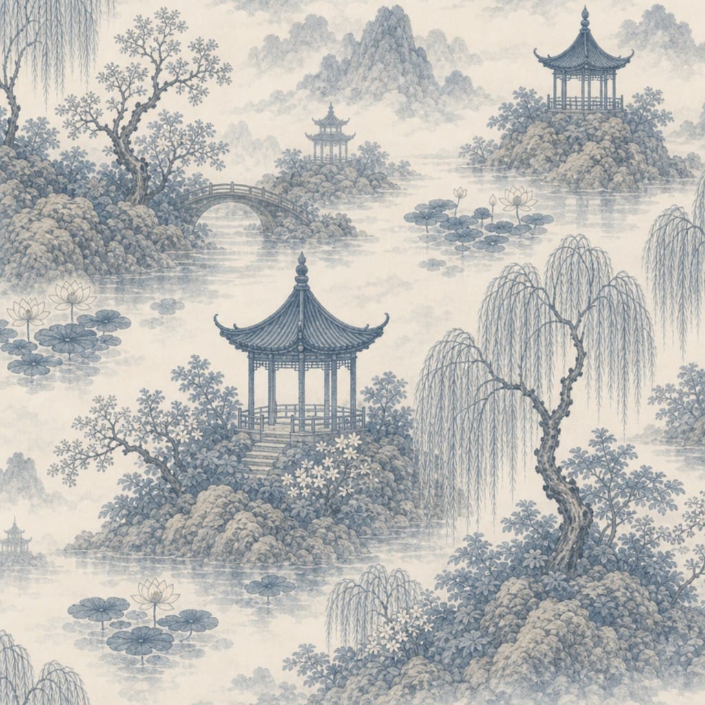 Sage Pagoda Wallpaper Mural product view